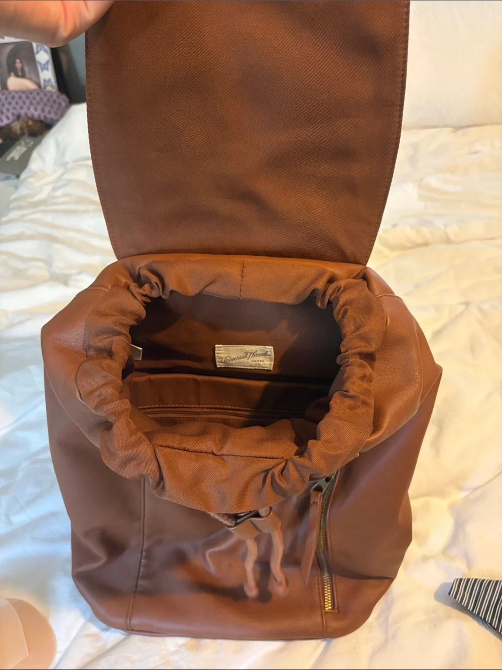Women’s Brown Faux-Leather Casual Backpack